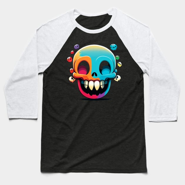 Happy yellow skull Baseball T-Shirt by Crazy skull